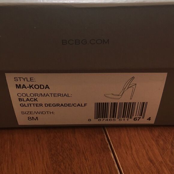 🎉HP🎉BCBGMaxAzria Black w/silver glitter heels 8M - Picture 6 of 10